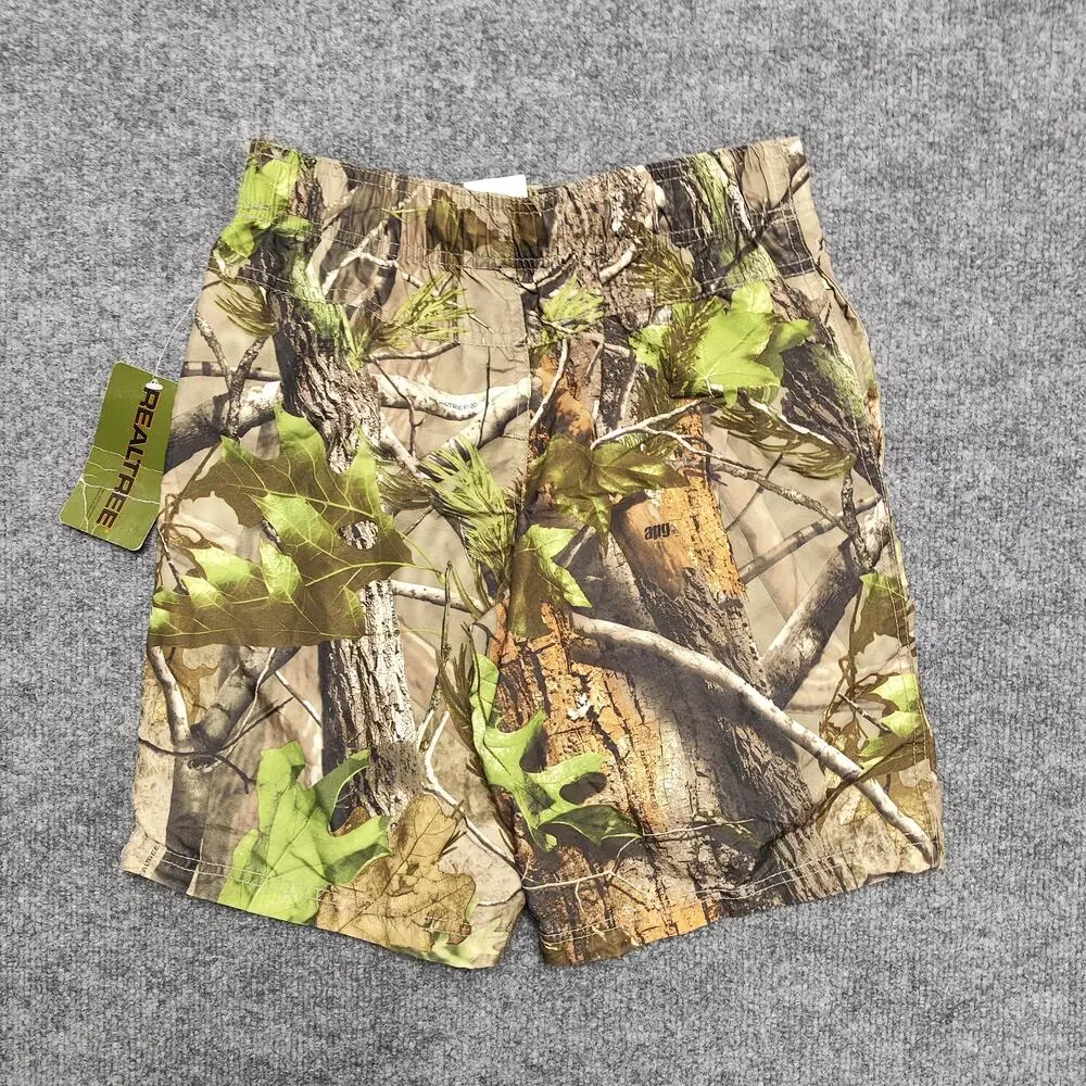 Realtree Swim Shorts Boys 8 Brown Camo Built In Brief Mesh Liner Outdoor